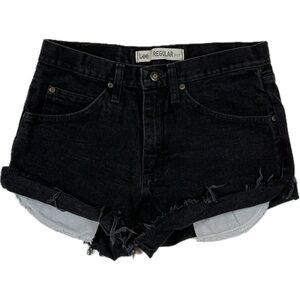 LEE Women's Relaxed Fit Jean Black Denim Cutoff Shorts sz 30 medium
